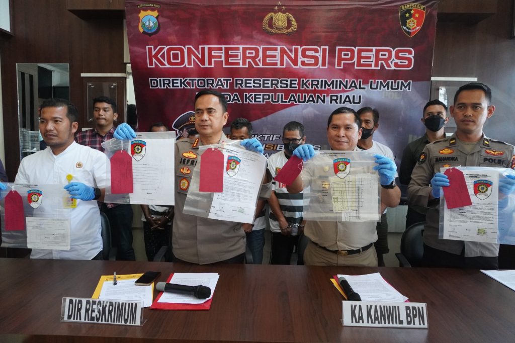 Satgas Mafia Tanah Polda Kepri Ungkap Pemalsuan Surat Tanah Kavling Siap Bangun