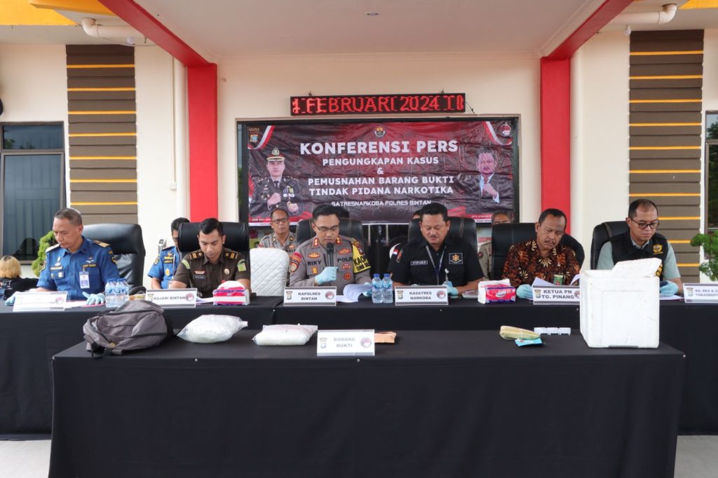 Barang Bukti Sabu 1,5 Kg Hasil Tangkapan Polres Bintan Dimusnahkan