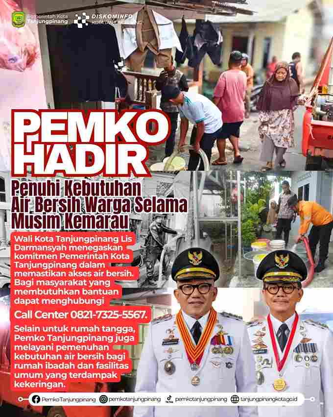 Kemarau Panjang, Pemko Tanjungpinang Pastikan Distribusi Air Bersih untuk Warga Terdampak