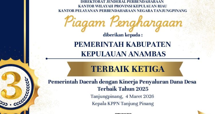 Anambas Terbaik Ketiga Penyaluran Dana Desa 2025, Aneng: Amanah untuk Terus Berbenah