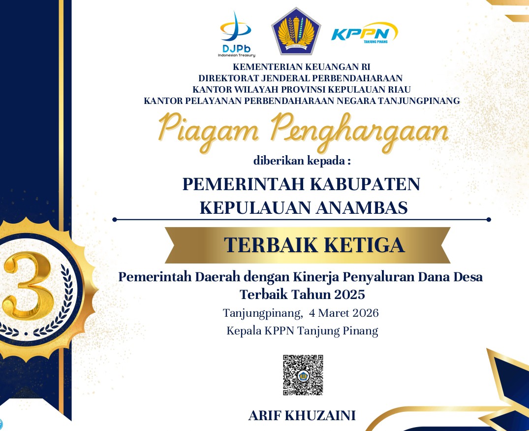 Anambas Terbaik Ketiga Penyaluran Dana Desa 2025, Aneng: Amanah untuk Terus Berbenah