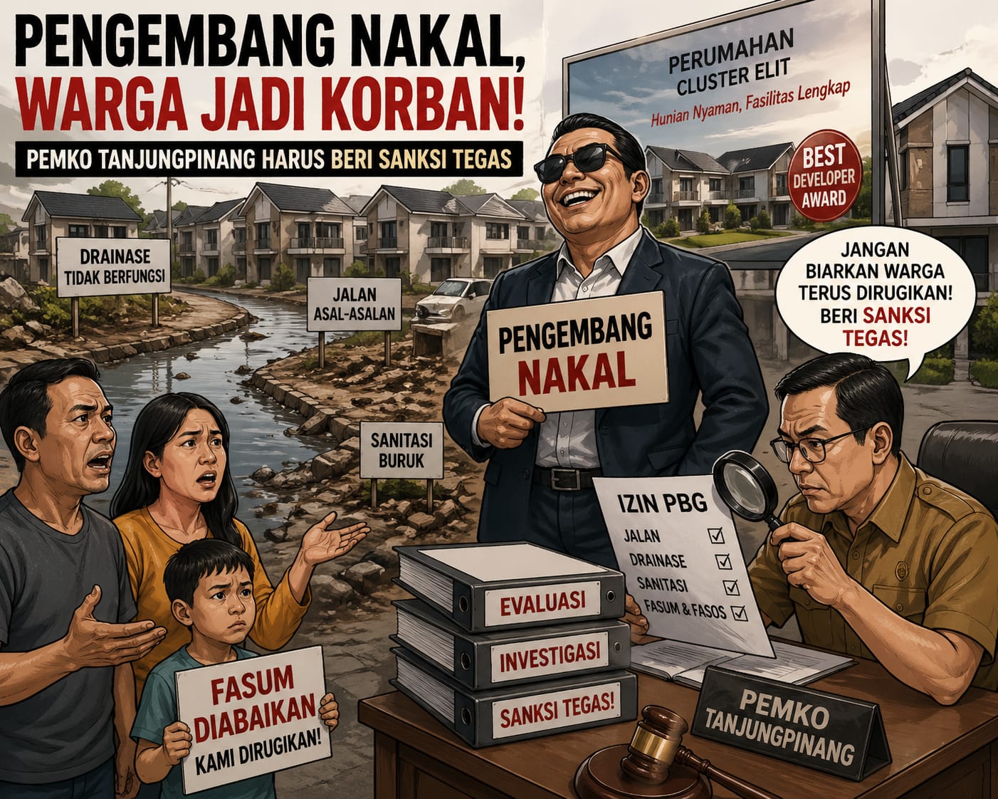 Warga Jadi Korban Ulah Pengembang Nakal, Pemko Tanjungpinang Harus Beri Sanksi Tegas