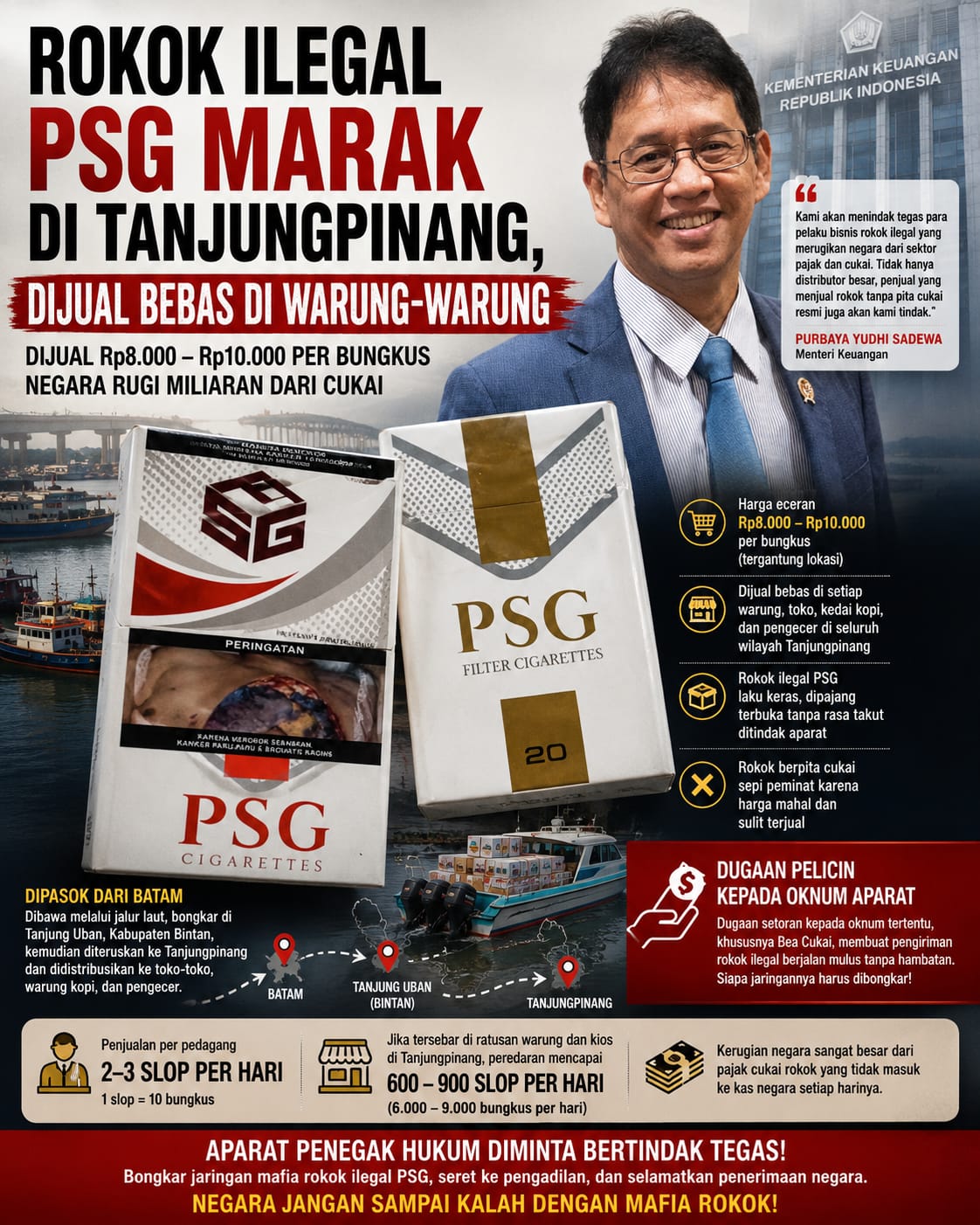 Selain HD, Rokok Ilegal PSG juga Marak, Bea dan Cukai Terkesan Tutup Mata