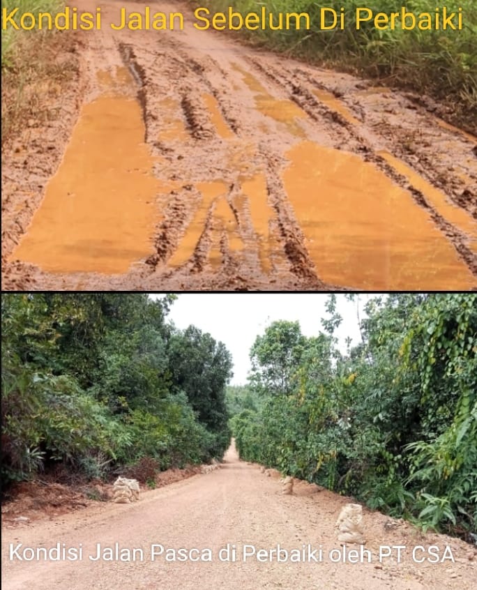 PT. CSA Perbaiki Ruas Jalan Menuju Pantai Mempanak Lewat CSR, Warga Sungai Pinang Apresiasi