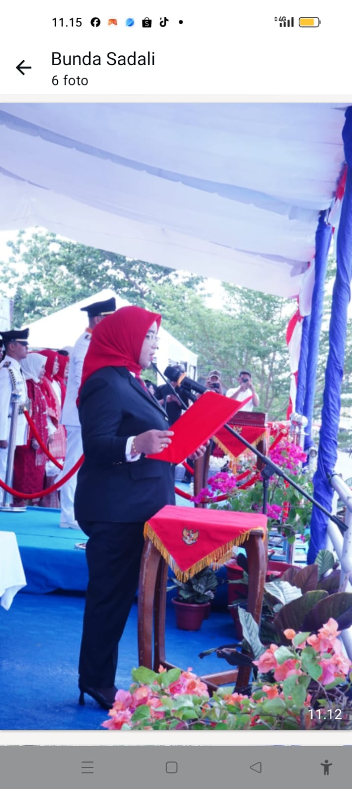 Ketua DPRD Lingga Maya Sari Bacakan Teks Proklamasi pada HUT ke-81 RI