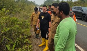 Bupati Lingga Turun Langsung Pantau Titik Api Kebakaran di Desa Sungai Besar