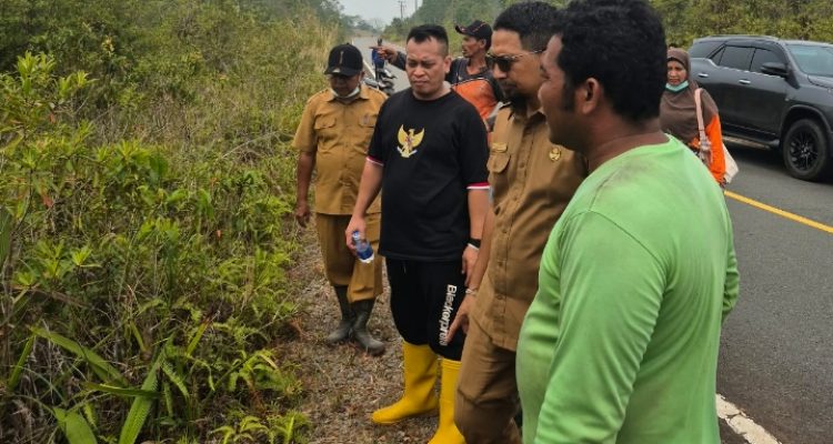 Bupati Lingga Turun Langsung Pantau Titik Api Kebakaran di Desa Sungai Besar